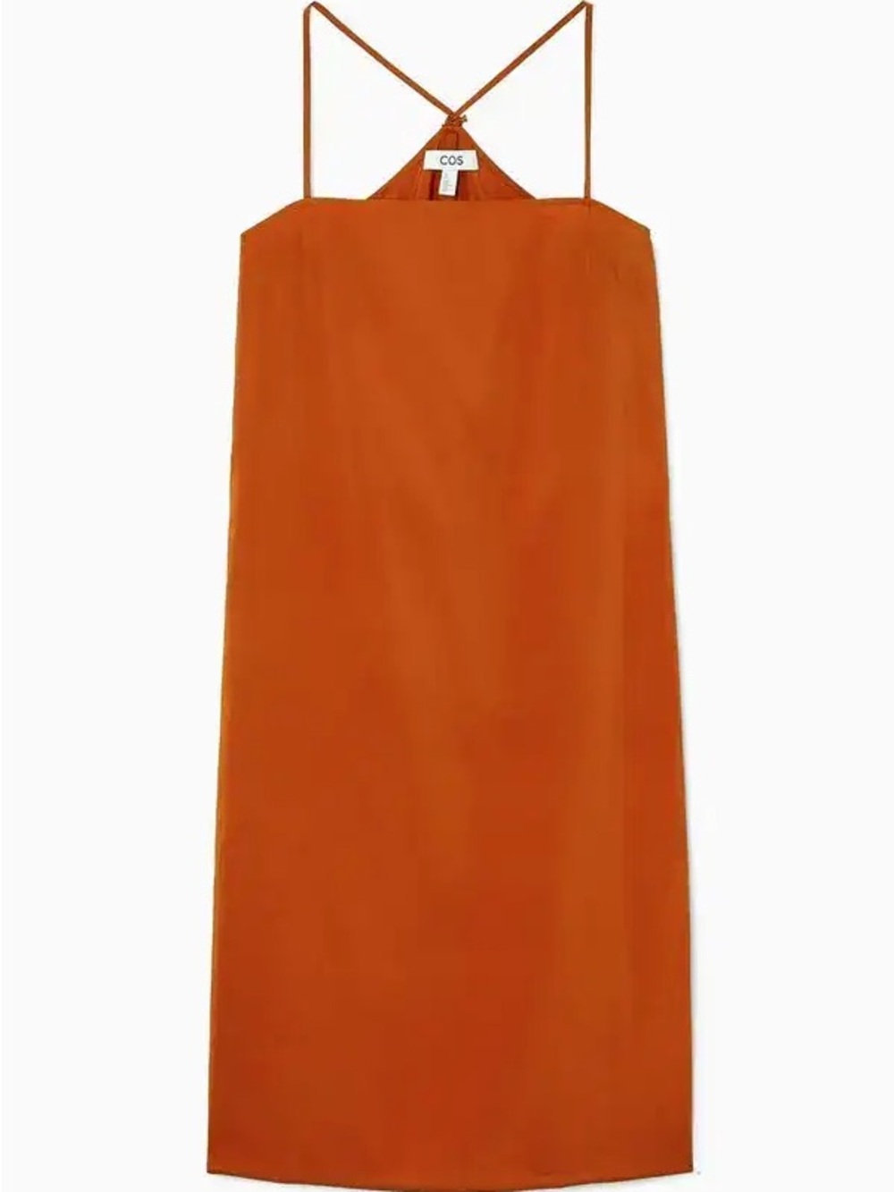 COS Drawstring Midi Slip Dress Size 14 NWT Orange Rust Red